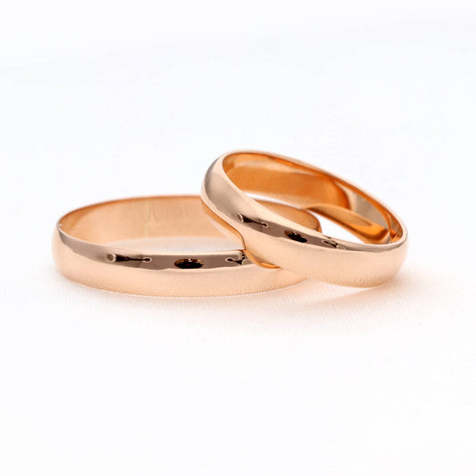 Klasikiniai 4 mm vestuviniai žiedai iš 585 aukso su komforto zona