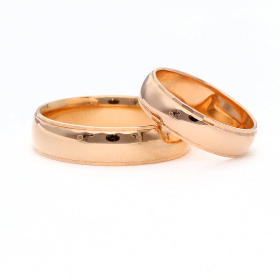 Klasikiniai rožinio aukso vestuviniai žiedai, lygus profilis, 6 mm