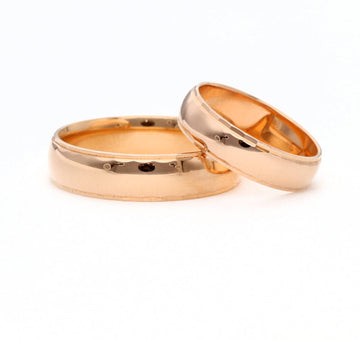 Klasikiniai rožinio aukso vestuviniai žiedai, lygus profilis, 6 mm