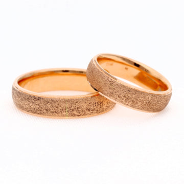 Klasikiniai rožinio aukso vestuviniai žiedai, poliruotas paviršius, 6 mm