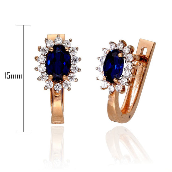 Ovalaus mėlyno akmens auskarai