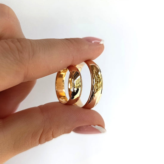 Minimalistiniai rožinio aukso žiedai, 6 mm plotis, klasikinis dizainas