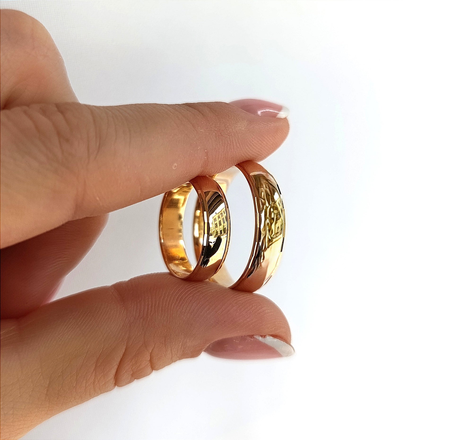 Minimalistiniai rožinio aukso žiedai, 6 mm plotis, klasikinis dizainas