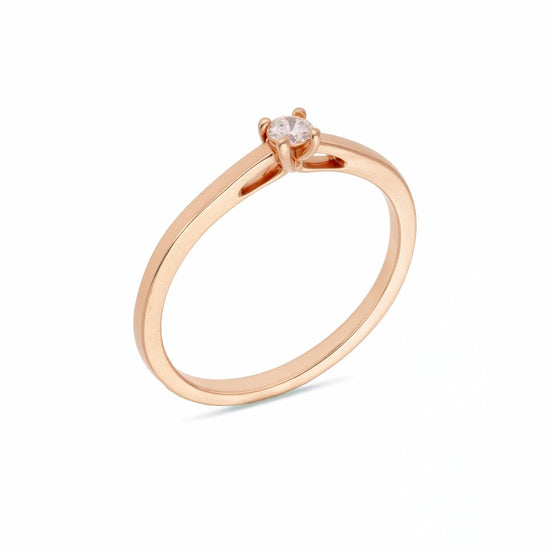 Subtilus raudono aukso žiedas su briliantu