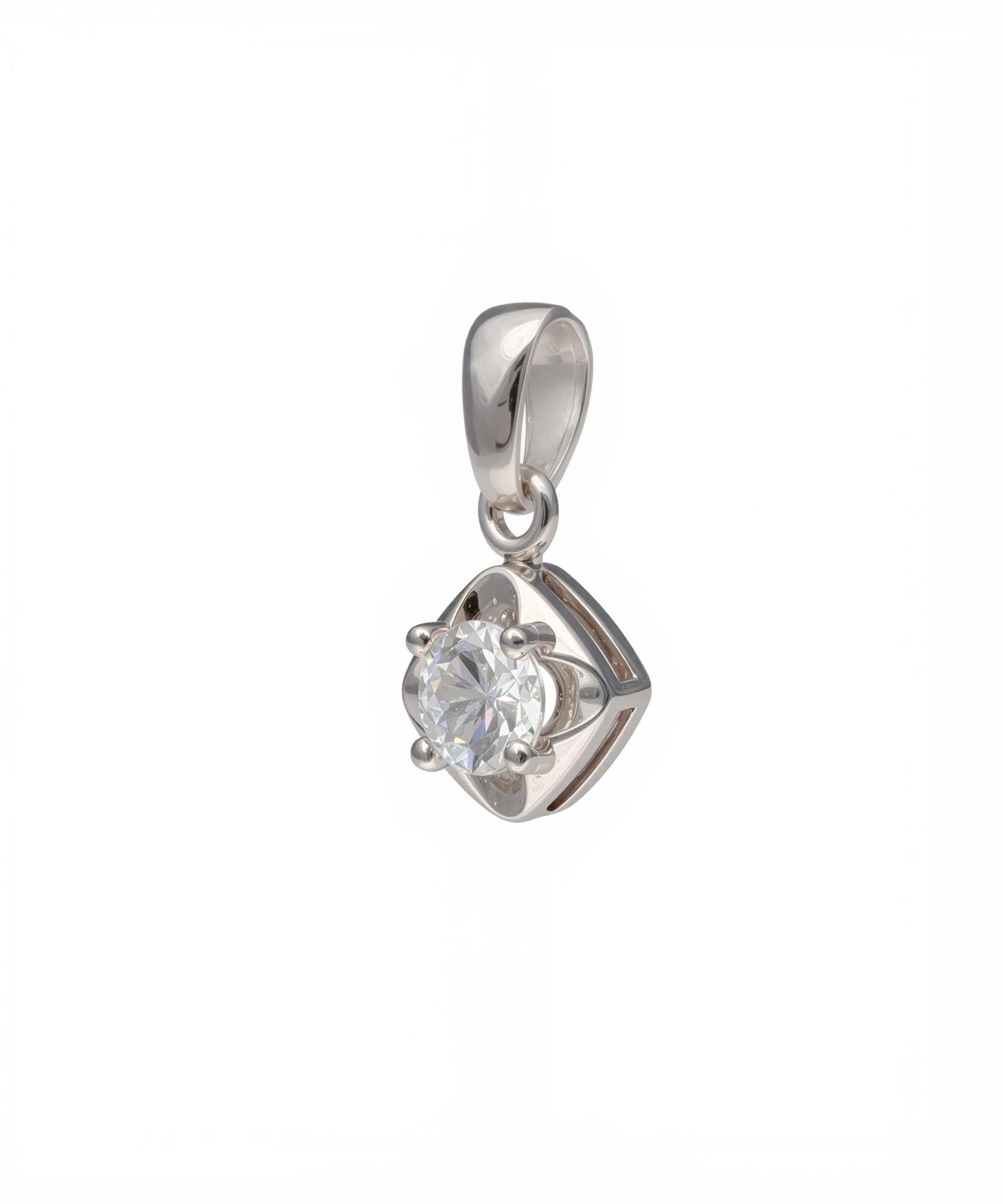 Pakabukas su cirkoniu ir blizgiu kvadratiniu rėmeliu