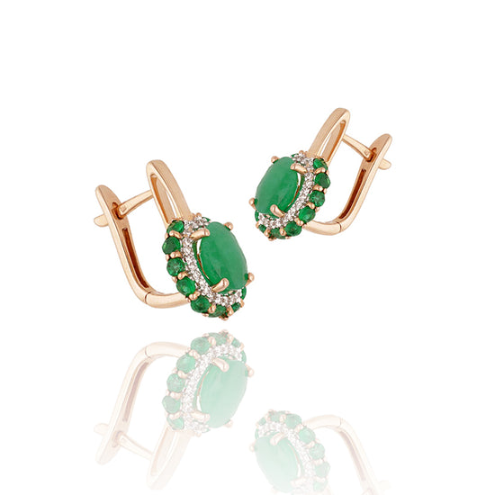 Elegantiški auskarai su žaliu centru