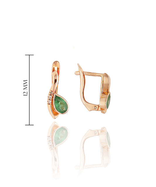 Moteriški auskarai su smaragdu