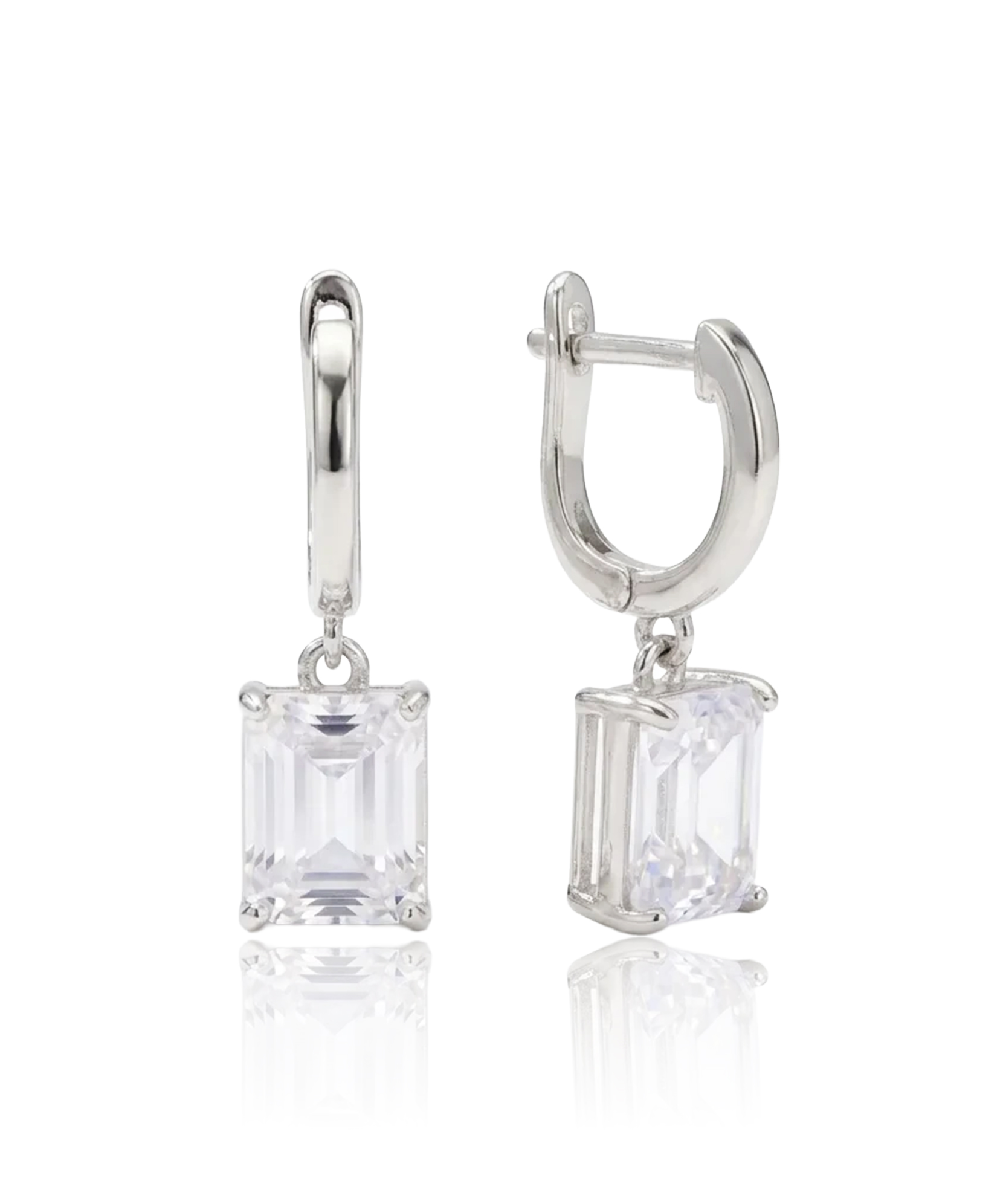 sidabriniai auskarai su stačiakampiu cirkoniu