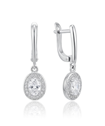 sidabriniai auskarai su ovaliu cirkoniu