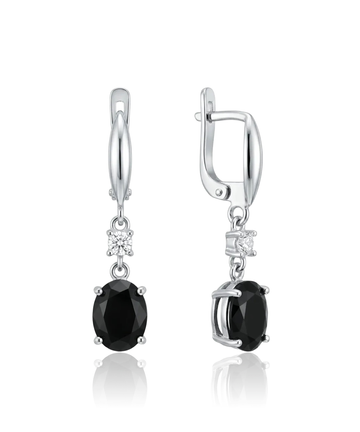 sidabriniai auskarai su juodu cirkoniu