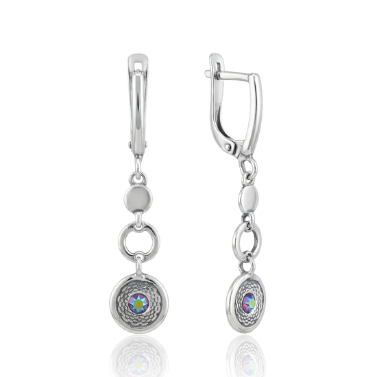 sidabriniai auskarai su spalvotu cirkoniu