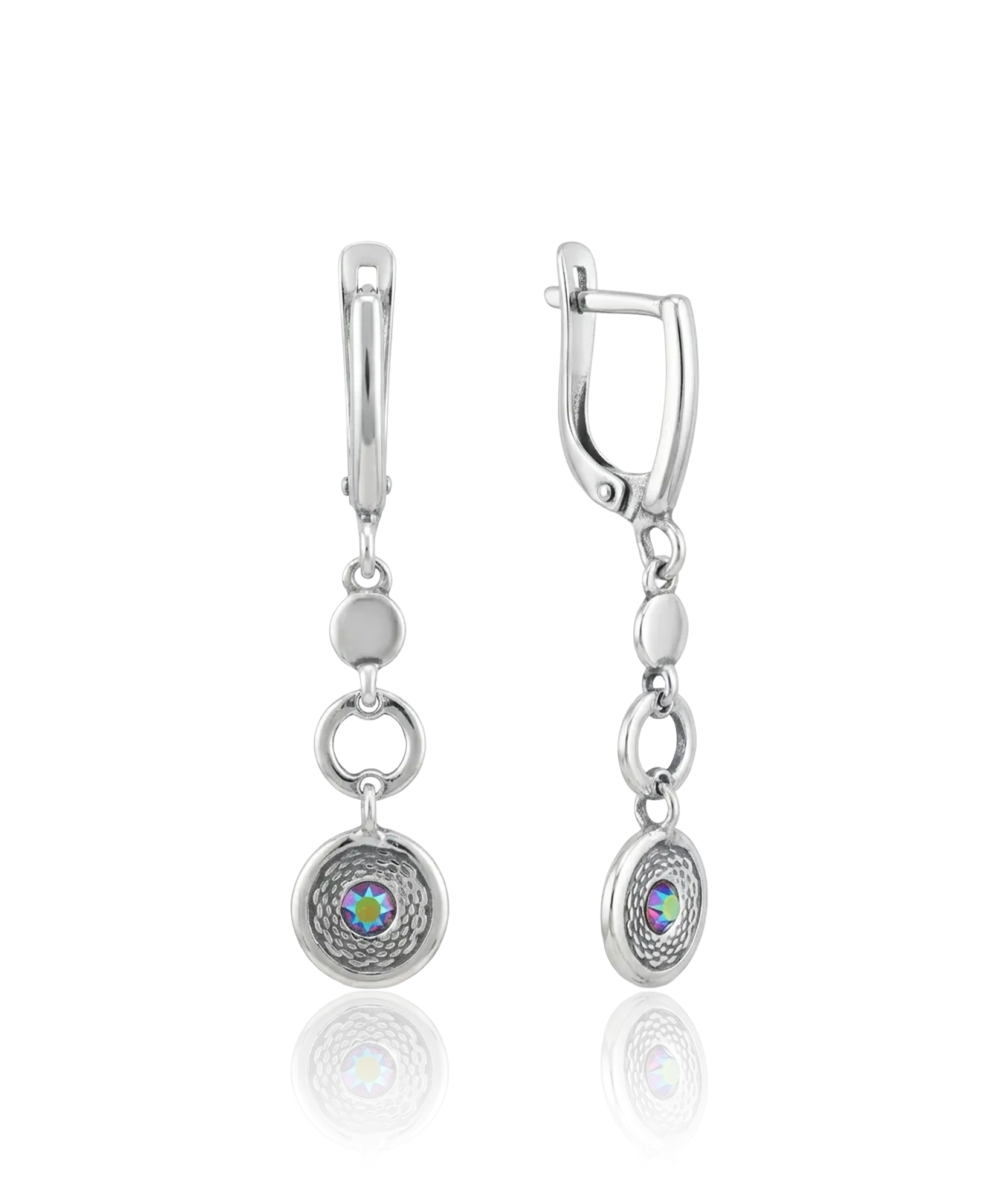 sidabriniai auskarai su spalvotu cirkoniu