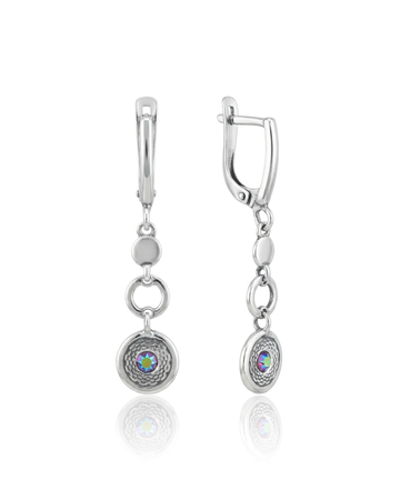 sidabriniai auskarai su spalvotu cirkoniu