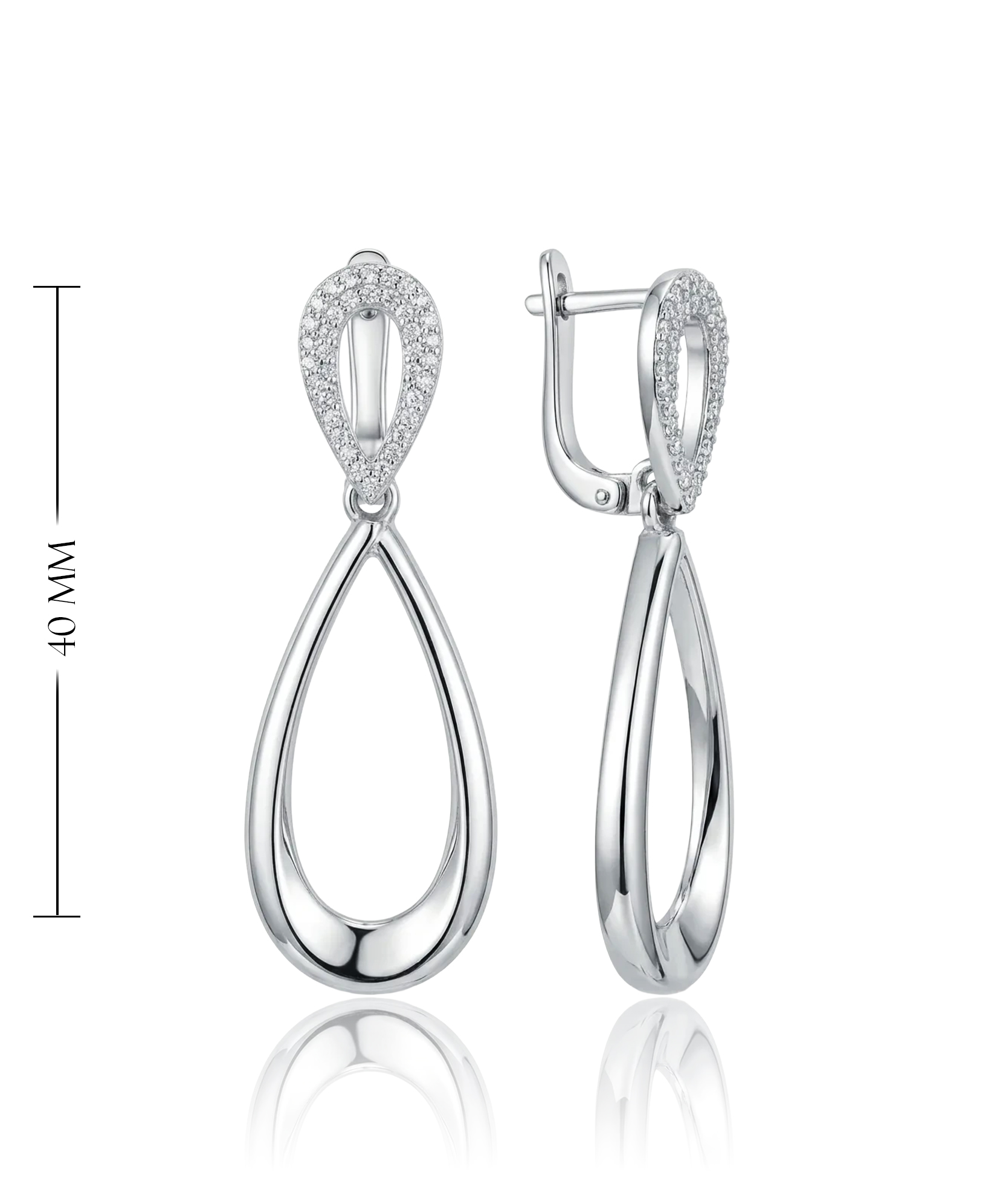 moteriški sidabriniai auskarai lašo formos