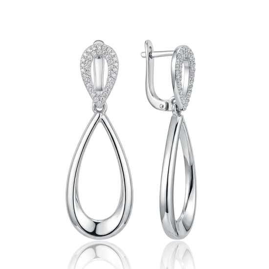 sidabriniai auskarai su lašo formos pakabuku