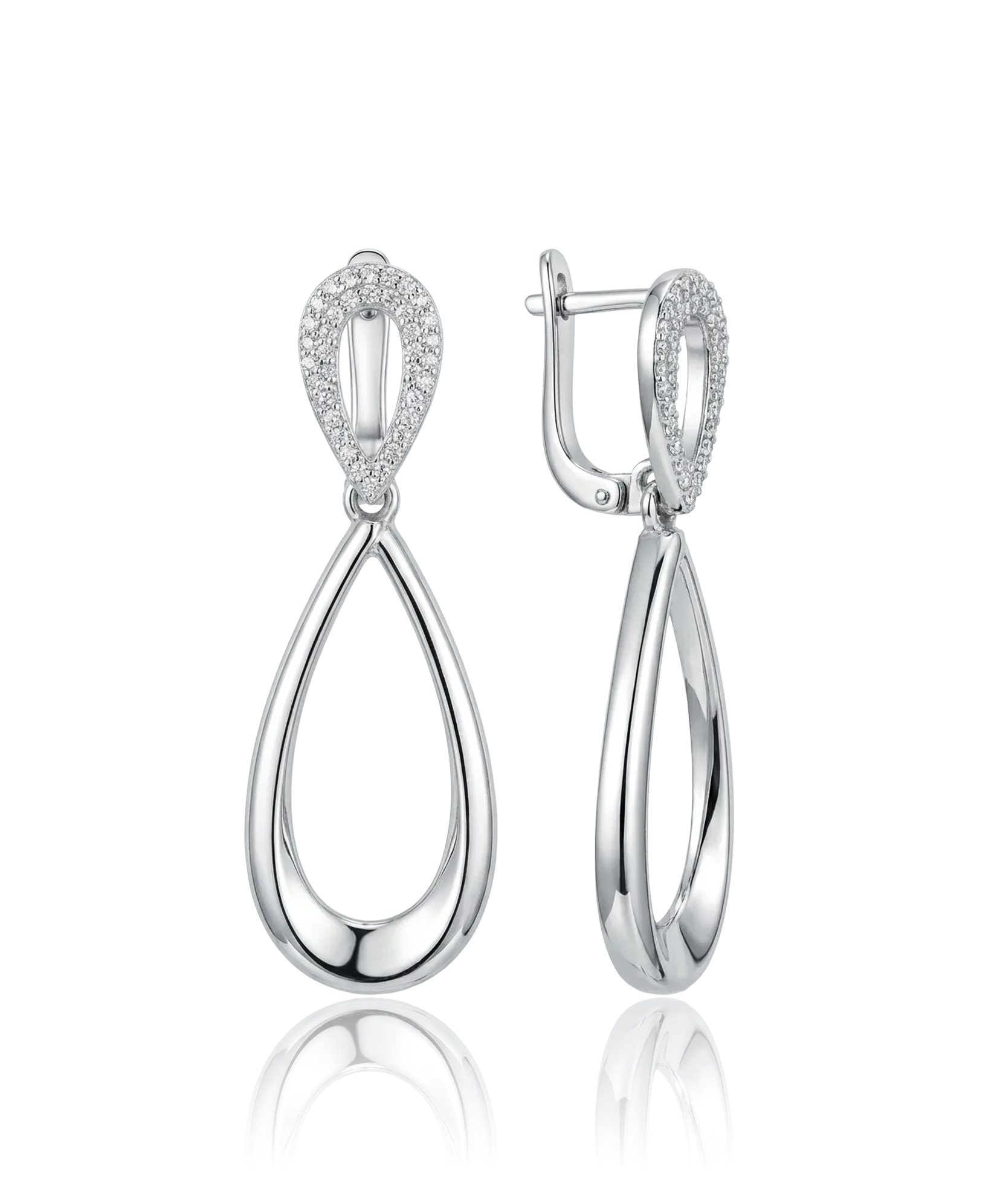 sidabriniai auskarai su lašo formos pakabuku