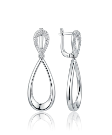 sidabriniai auskarai su lašo formos pakabuku