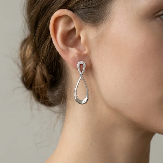 ilgi sidabriniai auskarai su cirkoniais