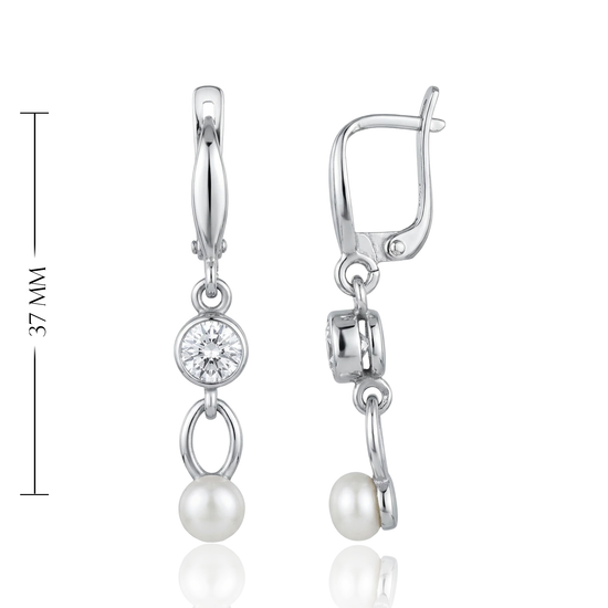 moteriški sidabriniai auskarai su perlu