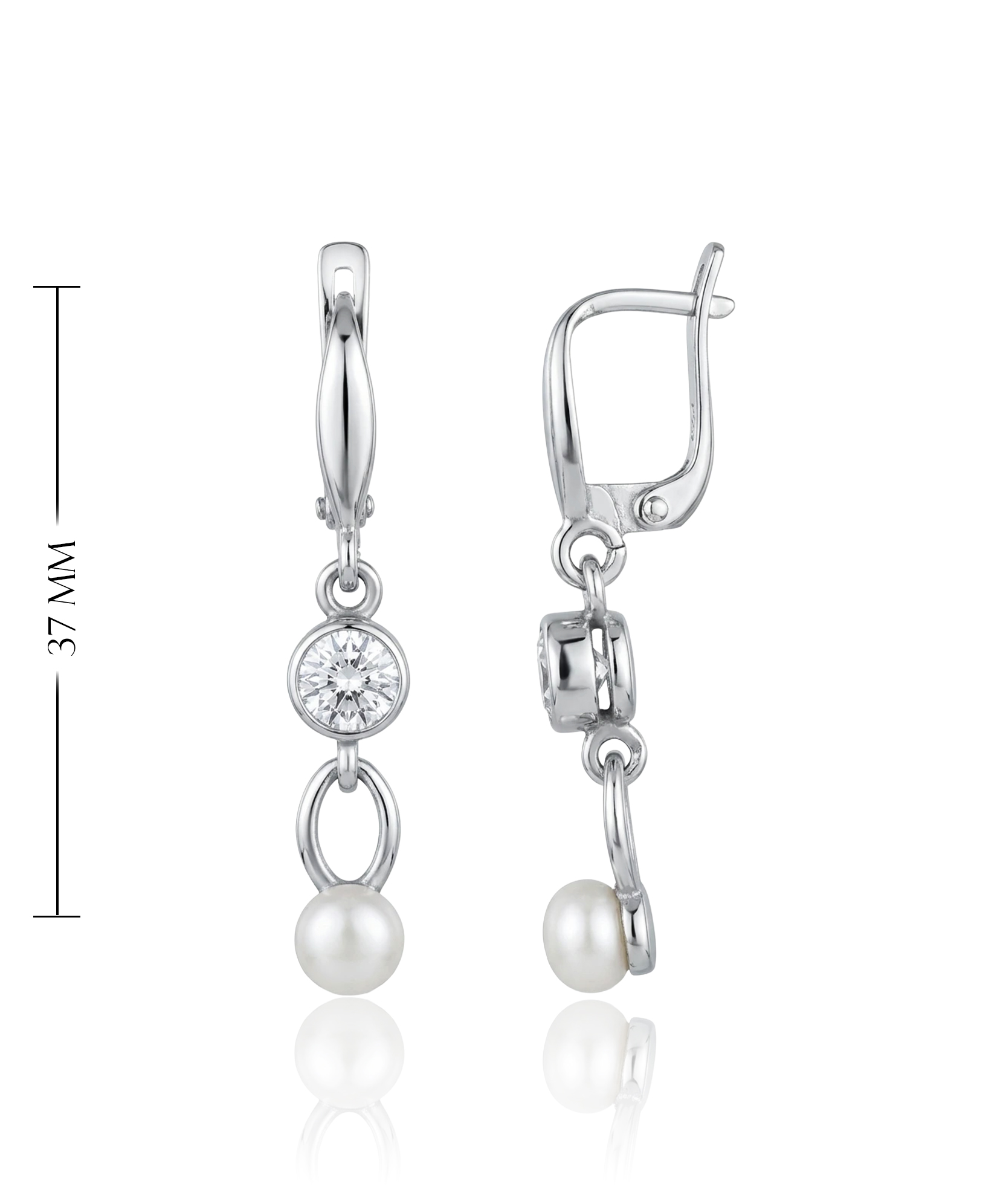 moteriški sidabriniai auskarai su perlu