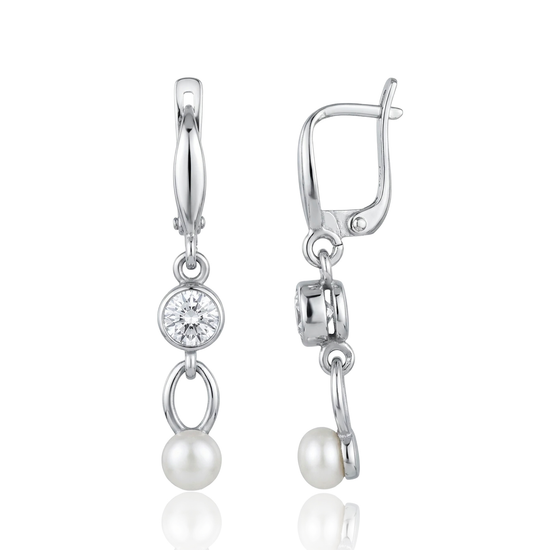 sidabriniai auskarai su perlu