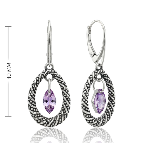 moteriški sidabriniai auskarai su ametistu