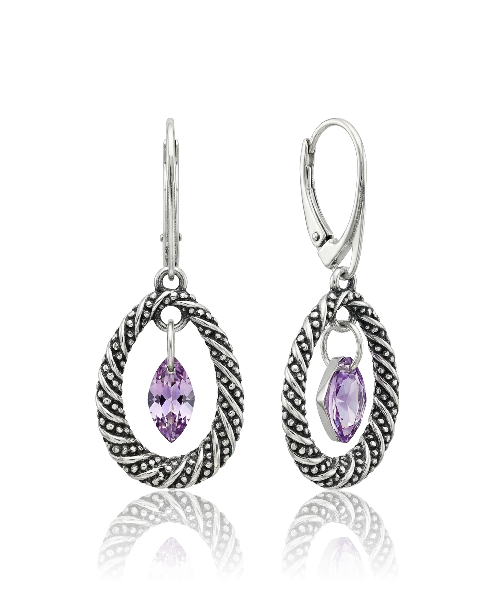 sidabriniai auskarai su ametistu