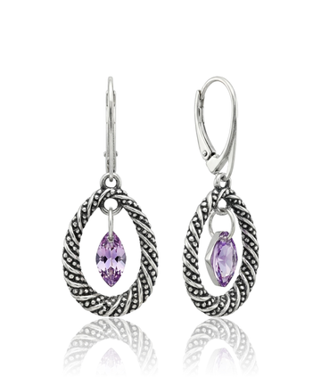 sidabriniai auskarai su ametistu