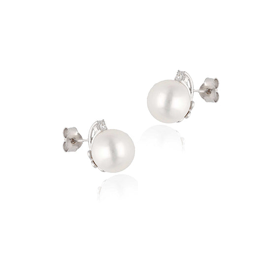 Balti perlų auskarai dovanai ar šventei