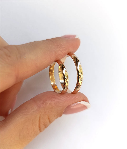 Ploni auksiniai vestuviniai žiedai porai, 3 mm, raudonas/baltas/geltonas auksas