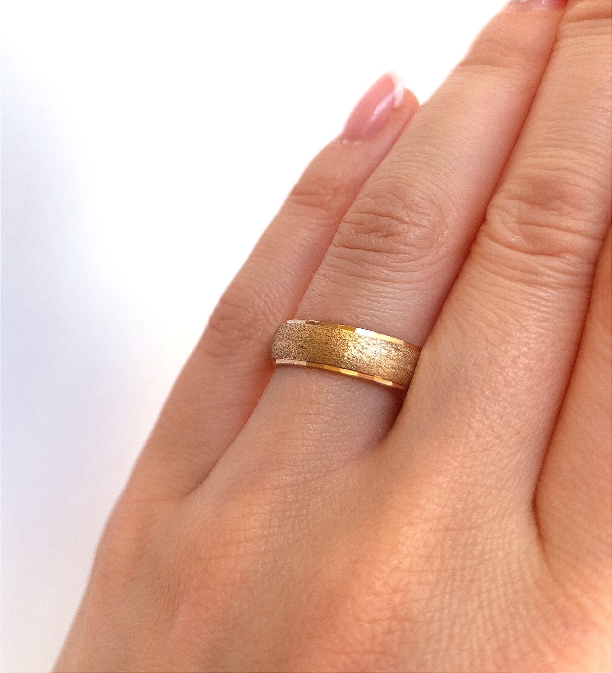 Poliruoti rožinio aukso žiedai porai, 6 mm plotis