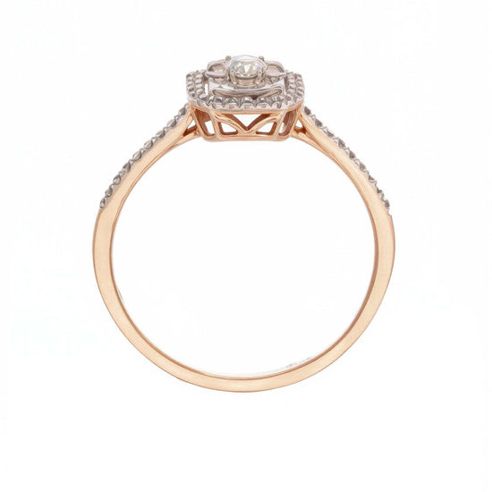 Kvadrato formos centrinis deimantas rožiniame aukse