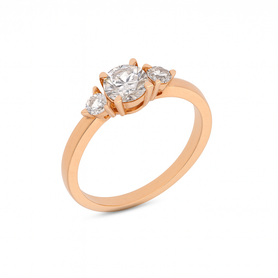 klasikinis sužadėtuvių žiedas su centriniu ir šoniniais deimantais