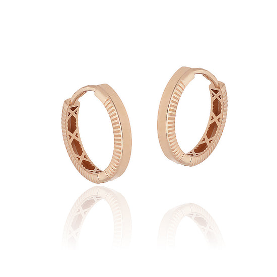 16 mm raštuoti rožinio aukso auskarai