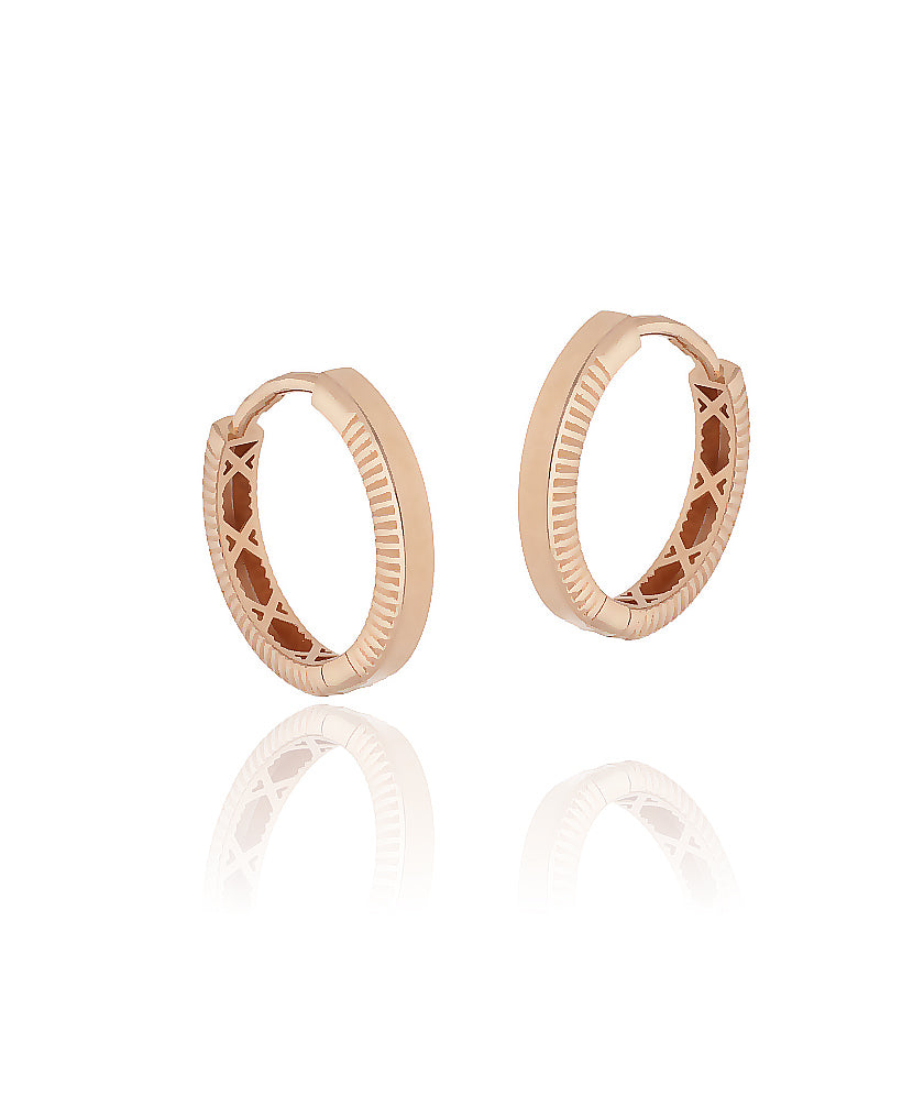 16 mm raštuoti rožinio aukso auskarai