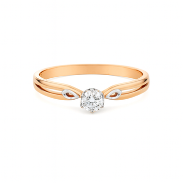 Raudono aukso žiedas su 0.23 ct deimantu – lapelių forma