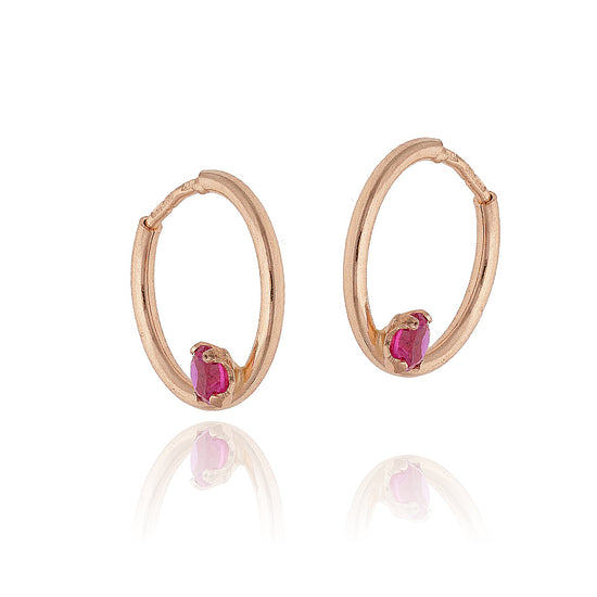 14 mm rožinio aukso auskarai su rubinais