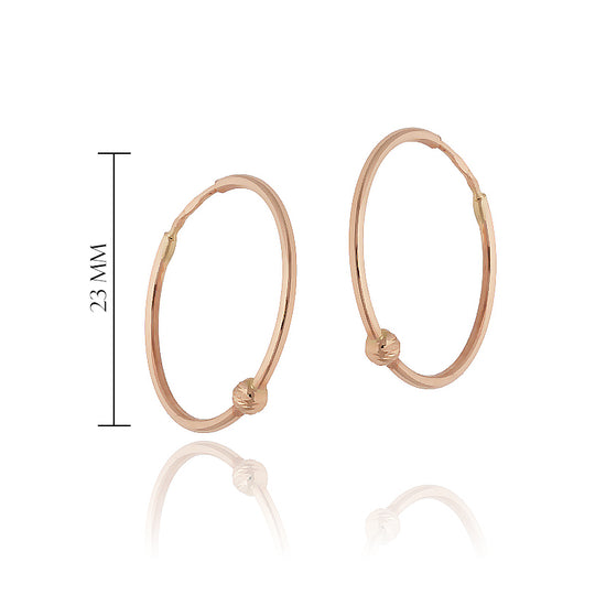 Rožinio aukso lankeliai su mazgeliu 23 mm