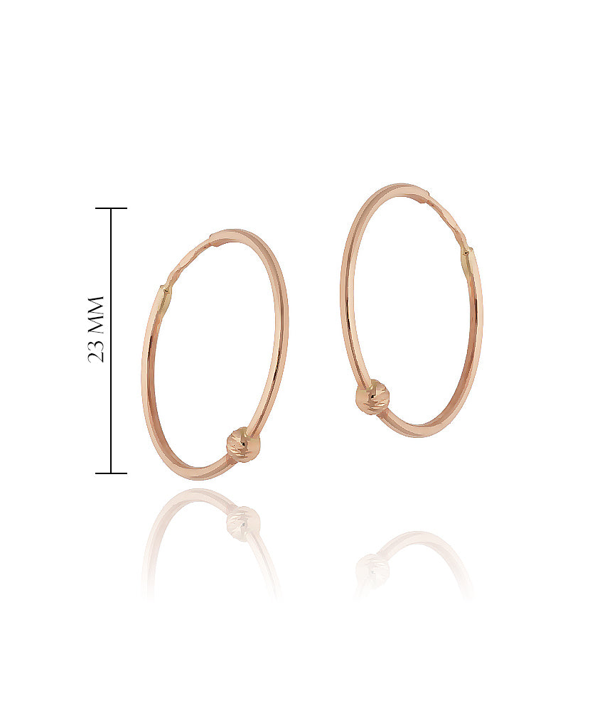 Rožinio aukso lankeliai su mazgeliu 23 mm