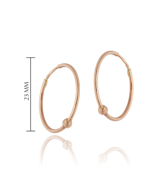 Rožinio aukso lankeliai su mazgeliu 23 mm