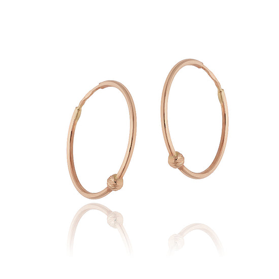 23 mm rožinio aukso auskarai su mazgeliu