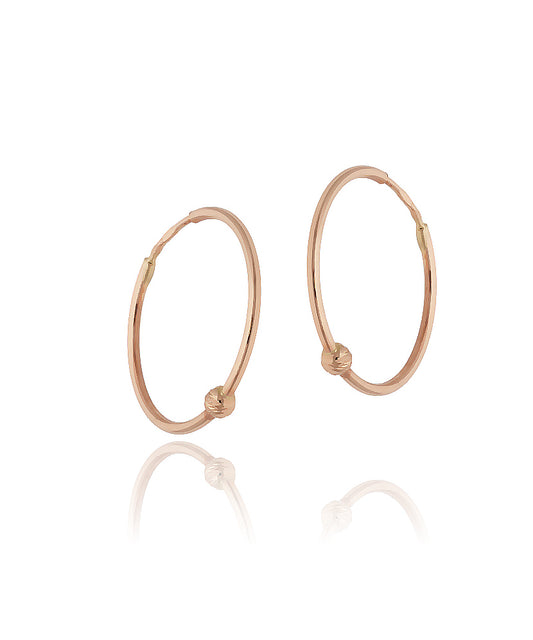 23 mm rožinio aukso auskarai su mazgeliu