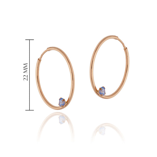 Rožinio aukso lankeliai su mėlynu akcentu 22 mm