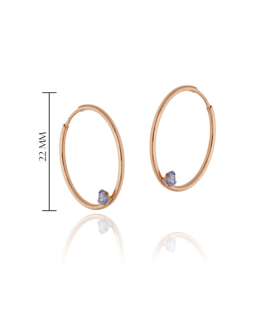 Rožinio aukso lankeliai su mėlynu akcentu 22 mm