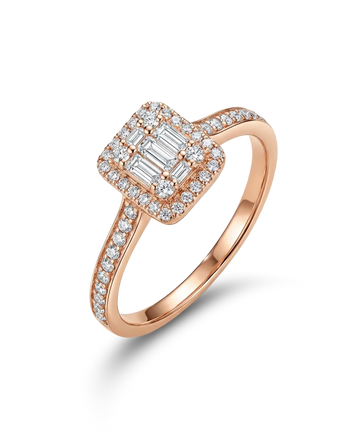Rožinio aukso žiedas su 0.5 ct briliantais