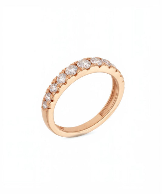 Rožinio aukso žiedas su 0.51 ct briliantų juosta