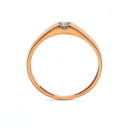 Spindintis cirkonis rožinio aukso minimalistiniame žiede