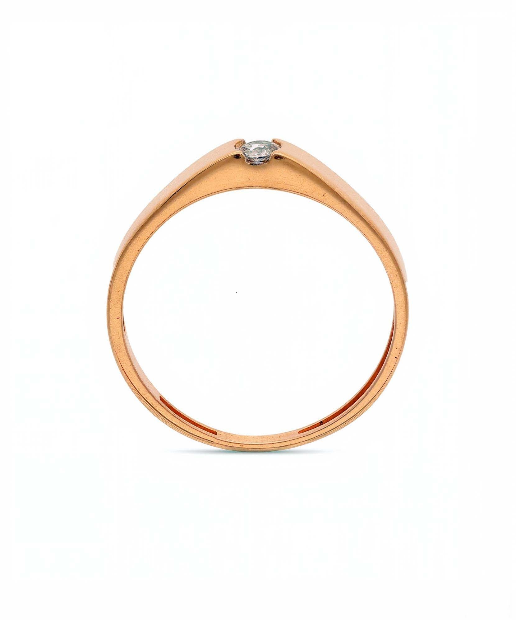 Spindintis cirkonis rožinio aukso minimalistiniame žiede