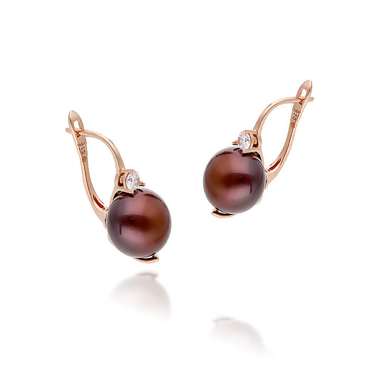 Kabantys auskarai su tamsiu perlu