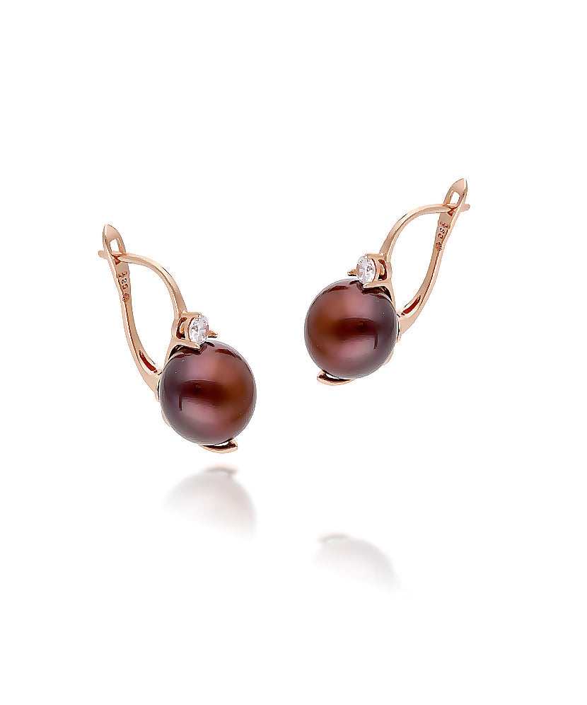 Kabantys auskarai su tamsiu perlu